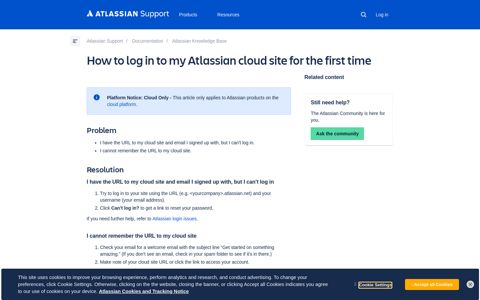 How to log in to my Atlassian cloud site for the first time ...