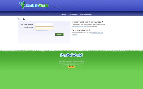 Log In - PenPal World