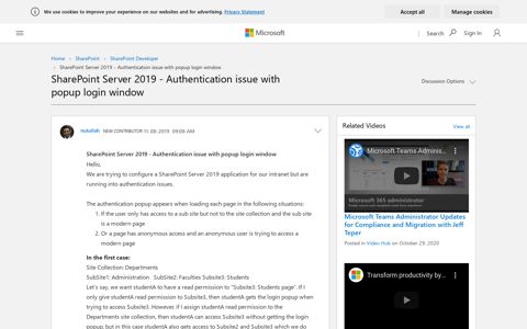 SharePoint Server 2019 - Authentication issue with popup ...