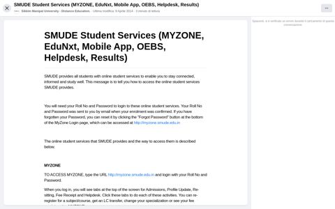SMUDE Student Services (MYZONE, EduNxt, Mobile App ...