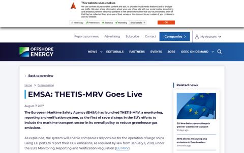 EMSA: THETIS-MRV Goes Live - Offshore Energy
