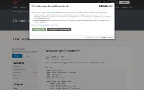 Password and Username — oracle-tech - Oracle Communities