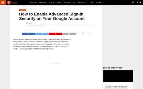 How to Enable Advanced Sign-in Security on Your Google ...