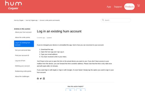 Log in an existing hum account – Hum by Colgate