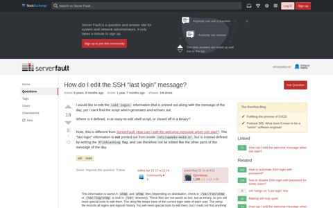 How do I edit the SSH "last login" message? - Server Fault
