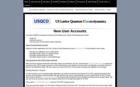 UserAccounts - USQCD