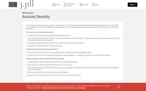 J.Jill Credit Card - Account Security - Comenity