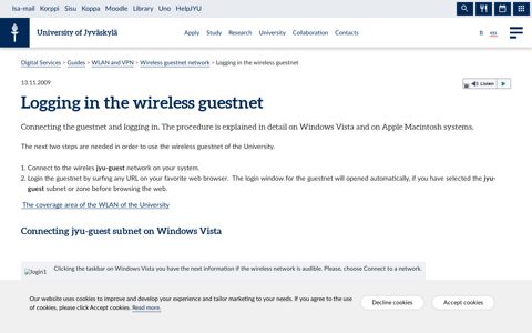 Logging in the wireless guestnet — Digital Services
