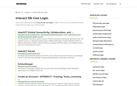 Interact Slb Com Login ❤️ One Click Access - iLoveLogin
