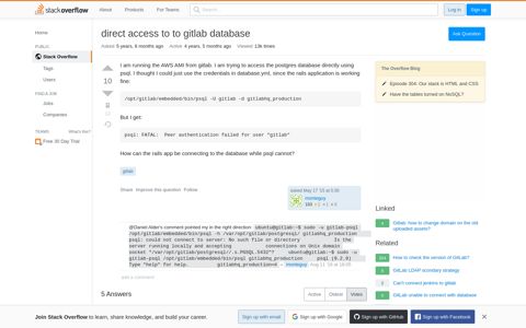 direct access to to gitlab database - Stack Overflow
