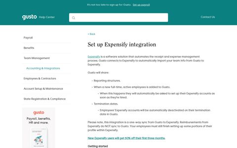 Set up Expensify integration - Gusto Support