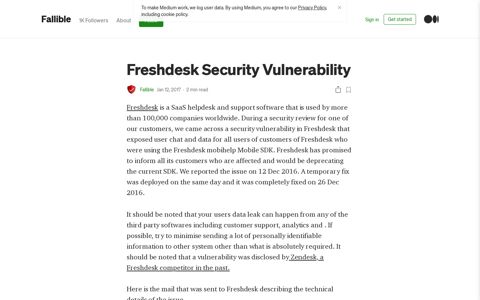 Freshdesk Security Vulnerability. Freshdesk is a SaaS ...