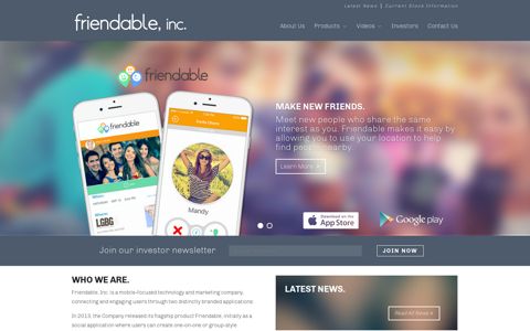 Friendable: Homepage