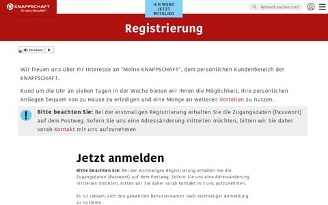 Online Registrierung - einfach & jederzeit | KNAPPSCHAFT