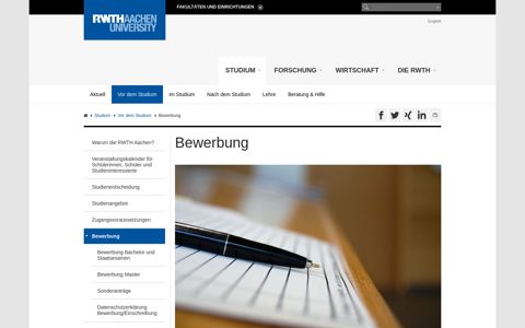 Bewerbung - RWTH AACHEN UNIVERSITY - Deutsch