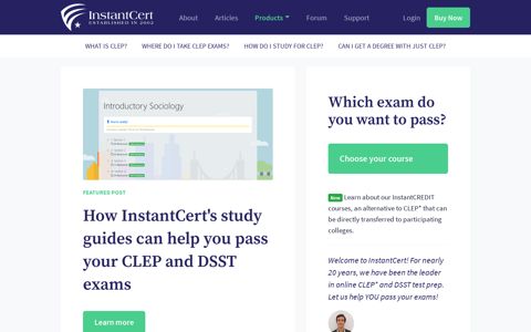 InstantCert: CLEP Exam Prep | CLEP and DSST Study Guides