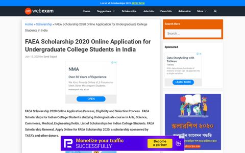 FAEA Scholarship 2020 Online Application for Undergraduate ...