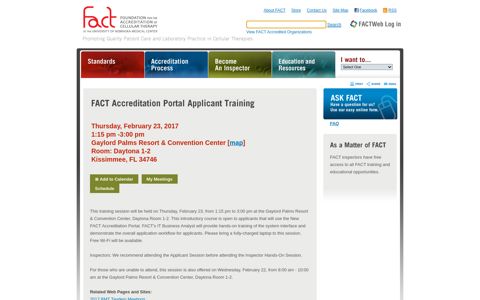 FACT Accreditation Portal Applicant Training: FACT