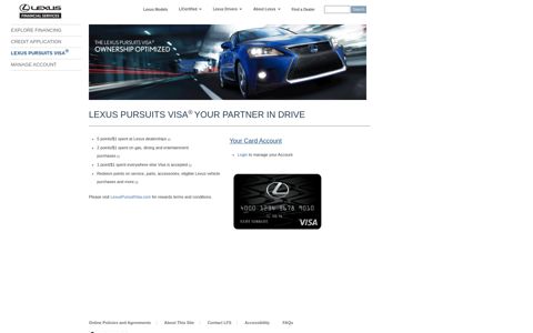 Lexus Pursuits Visa Card - Lexus Financial Services