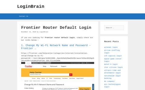 frontier router default login - LoginBrain