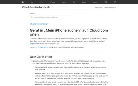 Gerät in „Mein iPhone suchen“ auf iCloud.com orten - Apple ...