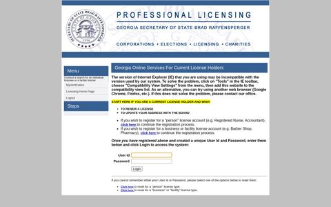 Georgia Online Services For Current License Holders