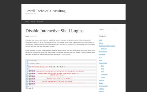 Disable Interactive Shell Logins | Powell Technical Consulting