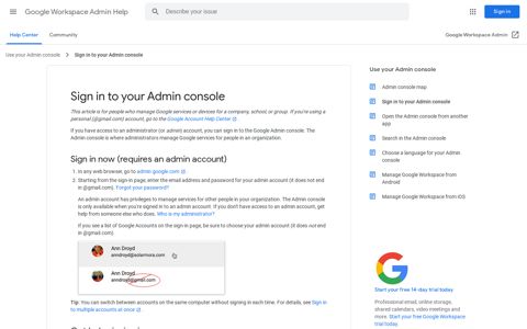 Sign in to your Admin console - Google Workspace Admin Help