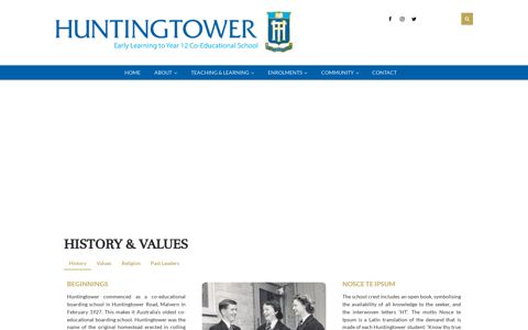 History & Values - Huntingtower School