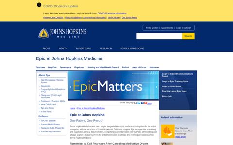 Epic Overview | Johns Hopkins Medicine in Baltimore, MD