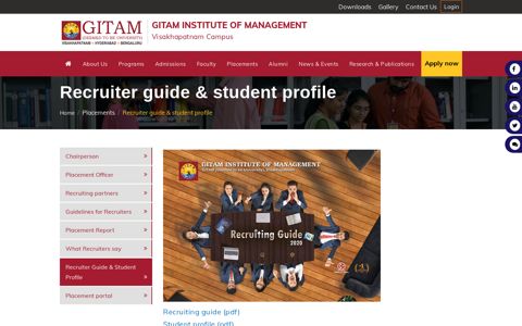 Recruiter guide & student profile | GITAM Institute of ...