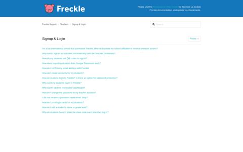 Signup & Login – Freckle Support
