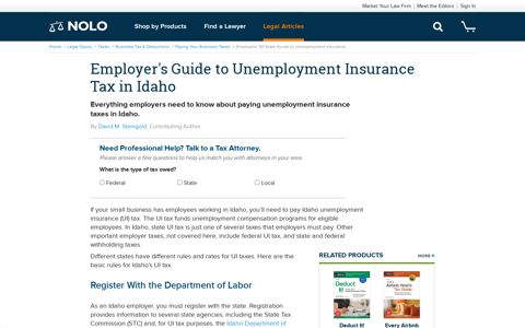 Employer's Guide to Unemployment Insurance Tax in Idaho ...