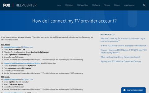 How do I connect my TV provider account? - the FOX Help ...