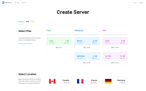 Create Server - Server.pro | Professional Game Server Hosting