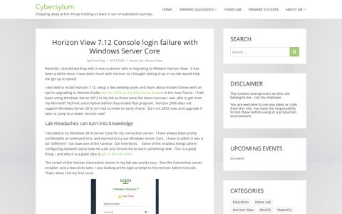 Horizon View 7.12 Console login failure with Windows Server ...