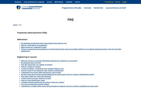FAQ - Université Laurentienne