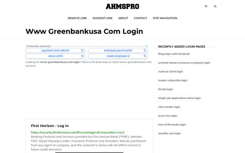 www greenbankusa com ✔️ First Horizon - Log In