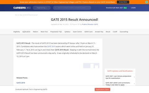 GATE 2015 Result Announced- check here