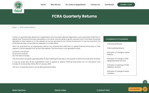 FCRA Quarterly Returns