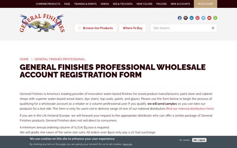 General Finishes Wholesale Account Registration Form