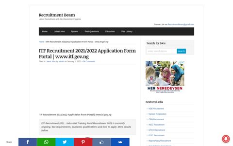ITF Recruitment 2020/2021 Application Form Portal | www.itf ...