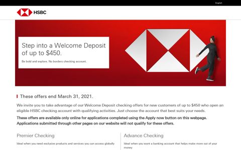 HSBC Checking Account Welcome Deposit Offers