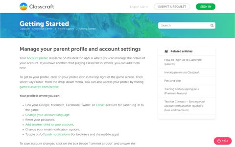 Manage your parent profile and account settings – Classcraft ...