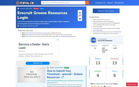Erecruit Greene Resources Login - Portal-DB.live