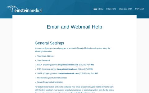 Email and Webmail Help - Einstein Medical