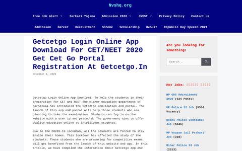 Getcetgo Login Online App Download For CET/NEET 2020 ...