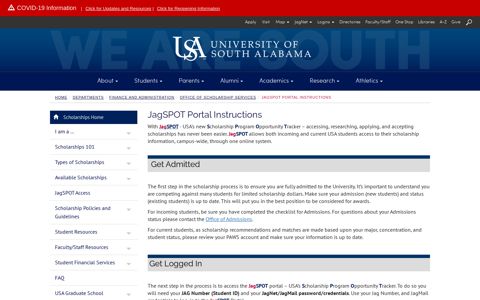 JagSPOT Portal Instructions - University of South Alabama