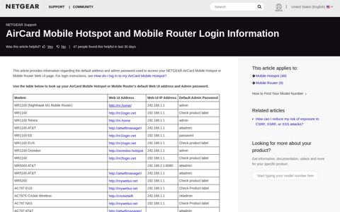 AirCard Mobile Hotspot and Mobile Router Login Information ...