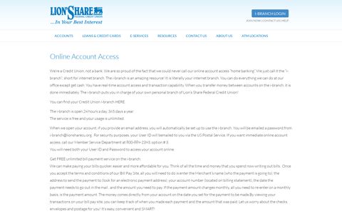 Online Account Access - Lion's Share Federal Credit Union